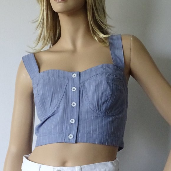 Free People Tops - Free People Perfectly Stripe Crop Top NWT Size L